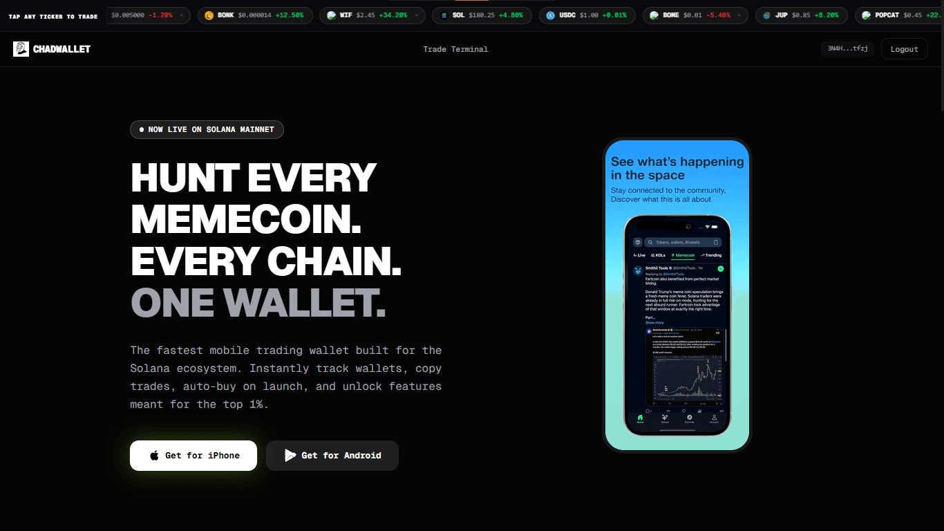 ChadWallet screenshot